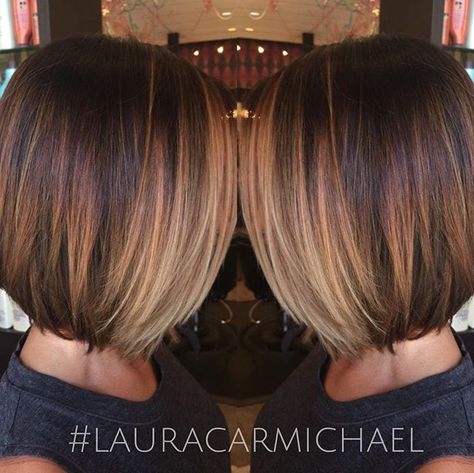 Hair by: #lauracarmichael #riohairstudio #short #shortcut #bob #balayage #hair #hairstyle Bob Balayage Hair, Balage Hair, Bob Balayage, Easy Work, Highlights Brown Hair, Hair Affair, Work Hairstyles, Brown Blonde Hair, Hair Color And Cut