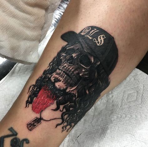 Tattoo by Brian Pittman. Dimebag Darrell Guitar, Heavy Metal Tattoo, Traditional Viking Tattoos, Metallica Tattoo, Pantera Band, Evil Skull Tattoo, Cowboys From Hell, Dimebag Darrell, Guitar Tattoo