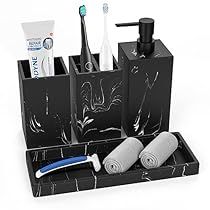 Bathroom Sets Bath Accessories, Black Marble Bathroom, Bathroom Vanity Accessories, Marble Bathroom Vanity, Marble Bathroom Accessories, White Marble Bathrooms, Toothbrush And Toothpaste Holder, Toothpaste Holder, Vanity Accessories