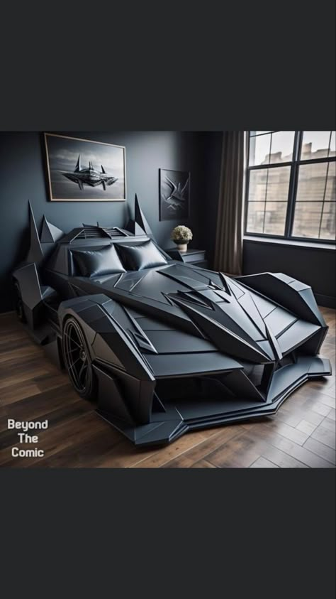 Car Bed Design, Batmobile Interior, Bed Rooms Design Modern Luxury, Car Bed Frame Boy Rooms, Batman Beds, Batman Bed, Batman In Batmobile, Batman Room, Amazing Bedroom Designs