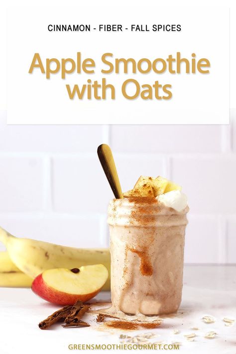 This creamy banana apple smoothie tastes incredibly delicious, spicy and is creamy with milk ice cubes, and filling with oats and peanut butter. The spicy cinnamon apple flavor of this 5-minute smoothie will give you all the fall apple pie vibes. Apple Oatmeal Smoothie, Smoothies With Apples, Apple Smoothie Recipes Healthy, Smoothies With Oats, Fall Apple Pie, Apple Banana Smoothie, Milk Ice Cubes, Apple Smoothie Recipes, Smoothie Without Banana