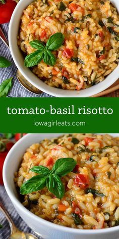 Basil Risotto, One Pan Recipe, Spinach Risotto, Tomato Risotto, Meals Dinner, Pan Recipe, Risotto Recipe, Recipes Summer, Cozy Dinner