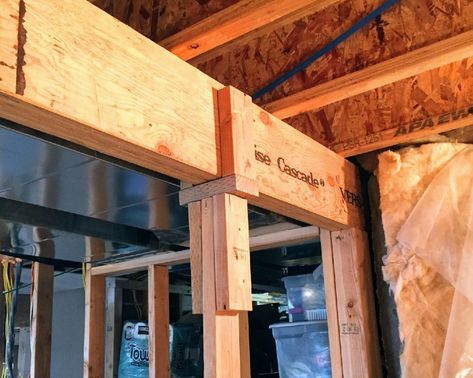 Replacing a second load bearing wall with a double LVL beam | by Alexander Jenkins | Medium Working Around Support Beams, Vertical Support Beam Ideas, Beam Opening, Diy Home Recording Studio, Opening Up A Weight Bearing Wall, Load Bearing Beam, Lvl Beam, Ridge Beam, Knee Wall