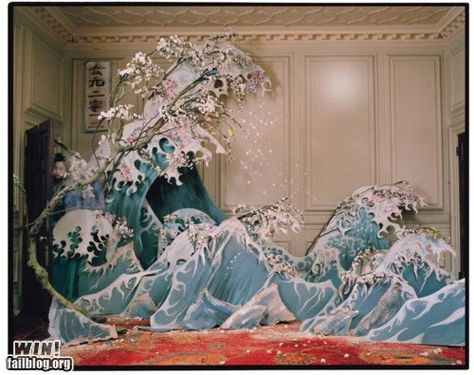 Paper Wave--with book covers tossed around and "Catch the Wave--Read" as a caption. Tim Walker Photography, Erwin Olaf, Liu Wen, Magical Thinking, Tim Walker, W Magazine, Richard Avedon, Paris Photo, Scenic Design