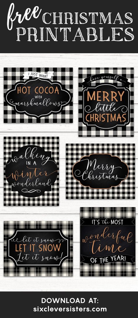 Black And White Christmas, Plaid Christmas Decor, Buffalo Check Christmas, Foto Transfer, Christmas Farmhouse, Plaid Christmas Tree, Winter Wonderland Christmas, Printables Free, Buffalo Plaid Christmas