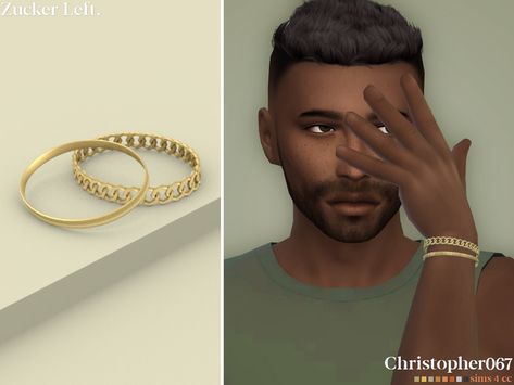 Sims 4 Male Bracelet, Sims 4 Cc Male Jewelry, Scruffy Beard, Mint Earrings, Purple Lipstick, Snake Chain Bracelets, Ts4 Cc, Sims 4 Cc, Men Earrings