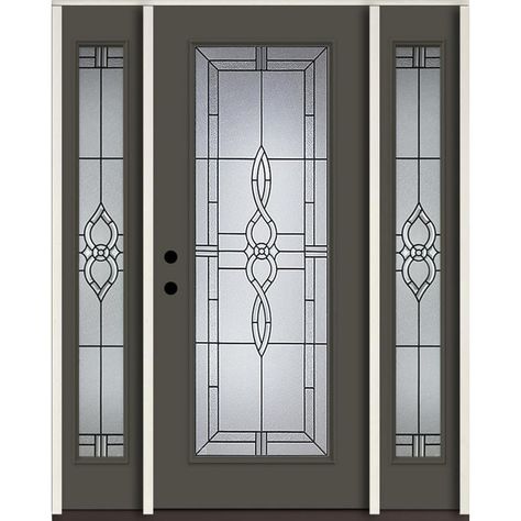 Single Front Door With Sidelights, American Building, Front Door With Sidelights, Mobile Home Doors, Single Front Door, Door With Sidelights, Entry Door With Sidelights, Entry Door Handles, Craftsman Door