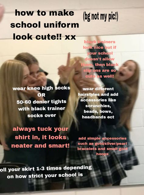 For the UK girlies who have to put up with scl uniform xx ❤️❤️💝 What To Put In Your Blazer For School, How To Look Good In Uniform Schools, Tips For Year 10 Uk, Tips For Year 8 Uk, Year 9 Tips Uk, What To Wear To An Escape Room, Tips For Year 7 Uk, Non School Uniform Day Outfit Uk, How To Accessorize School Uniforms