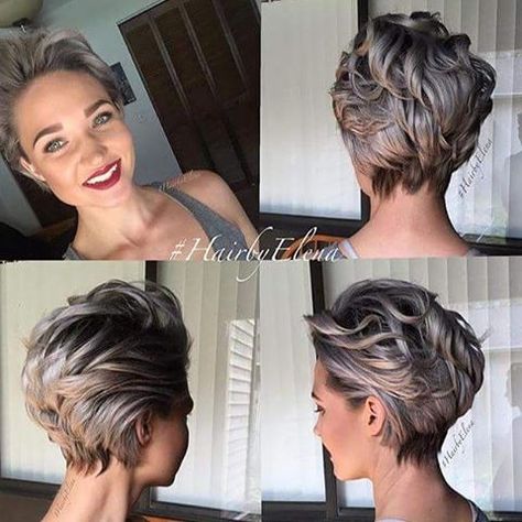 Another amazing job by,@hairbyelena on @rachelchapogas Hairstyle For Woman, Short Grey Hair, Haircut And Color, Short Hairstyle, Short Haircut, Short Hair With Layers, Short Curly Hair, Short Bob Hairstyles, Pixie Hairstyles