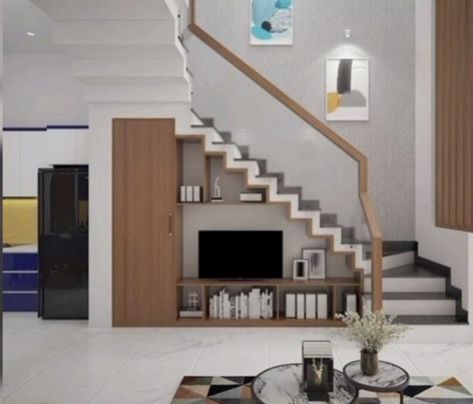 Stairs Tv Unit, Under Stairs Tv Unit, Pantry Under Stairs, Ideas Under Stairs, Stairs Pantry, Under Stairs Pantry, Living Room Stairs, Under Stairs Storage, Small Staircase