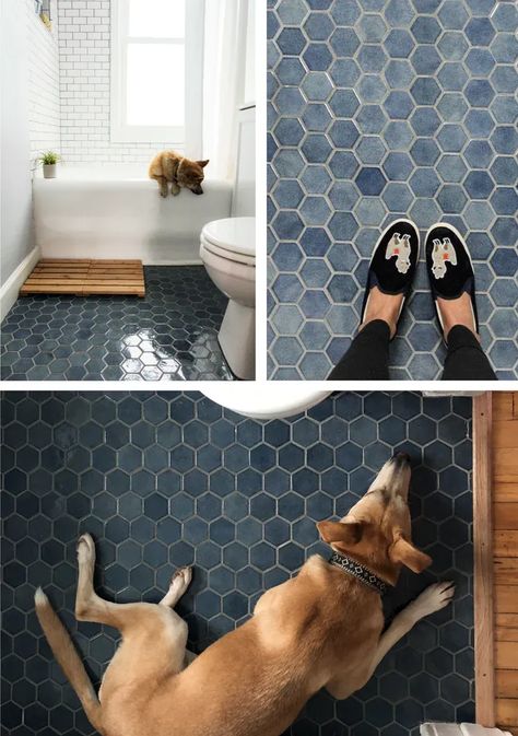 Denim Small Hexagon Bathroom Floor Tile Hexagon Tile Master Bath, Teal Hexagon Tile Bathroom, Hex Mosaic Tile Bathroom, Dark Hexagon Tile Bathroom, Honeycomb Floor Tile, Hexagon Floor Tile Pattern, Hex Tile Bathroom, Hexagon Bathroom Floor Tile, Black Hexagon Tile Bathroom