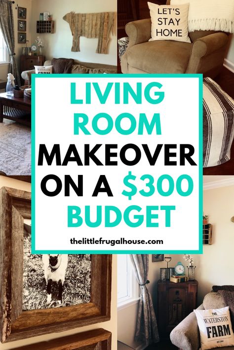 Check out our living room makeover on a budget to see how we got a rustic, farmhouse look that doesn't look store bought. Supply list included! Living Room Redo On A Budget, Diy Living Room Makeover On A Budget, Redo Living Room Ideas On A Budget, Update Living Room On A Budget, Living Room Makeover On A Budget, Easy Living Room Makeover, Cheap Living Room Makeover, Room Makeover On A Budget, Frugal Decor