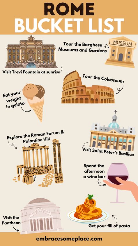 Rome On A Budget, Rome Bucket List, Printable Bucket List, 3 Days In Rome, Travel Rome, Visiting Rome, Rome Vacation, Italy Trip Planning, Trip To Rome