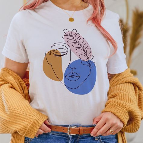 Minimalist Abstract Face Portrait Line Art Drawing T-Shirt Tees Aesthetic, Tshirt Inspiration, Drawing T Shirt, Line Art Drawing, Face Portrait, Female Face, Abstract Face, Art Minimaliste, Minimalist Gifts