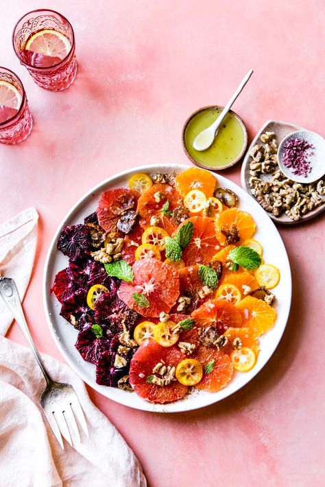 Winter Citrus Fruit Salad with Walnuts, Dates & Rose Citrus Fruit Salad, Salad With Walnuts, Bojon Gourmet, Citrus Recipes, Citrus Salad, Walnut Salad, Winter Salad, Sweet Citrus, Toasted Walnuts