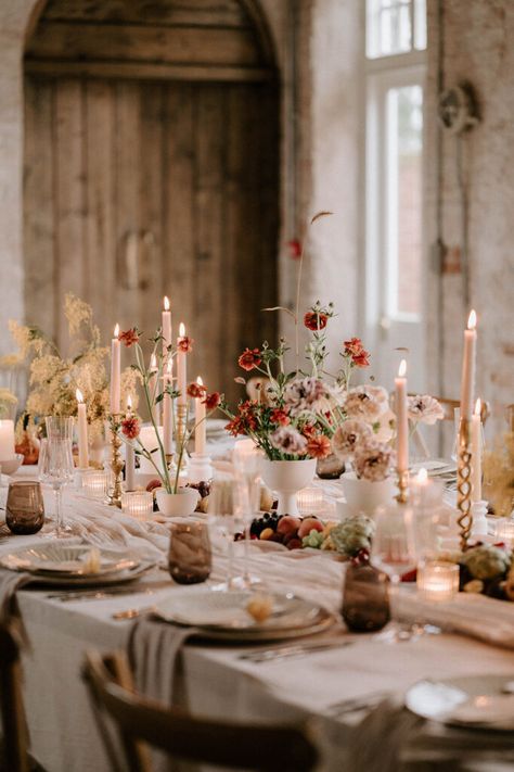 Iscoyd Park Wedding Editorial - Luana + Marcus  - Laura Williams Weddings Whimsical Fall Wedding Flowers, Warm Wedding Decor, Restaurant Wedding Ideas, Vintage Autumn Wedding, Intimate Wedding Aesthetic, Intimate House Wedding, Academic Wedding, Autumn Wedding Aesthetic, Valentines Wedding Ideas