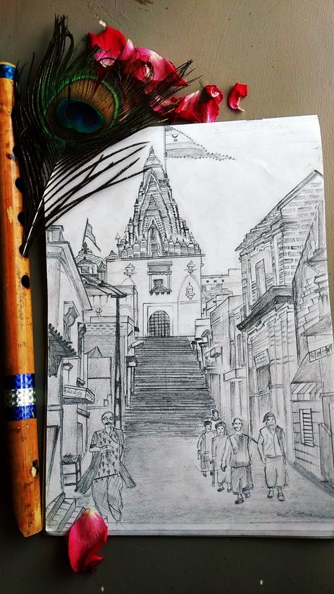 Dwarkadhish Dwarka Temple Drawing, Dwarkadhish Paintings, Dwarkadhish Drawing, Dwarkadhish Shayari, Dwarkadhish Krishna, Dwarka Temple, Boy Shadow, Drawing List, Chaturthi Decoration