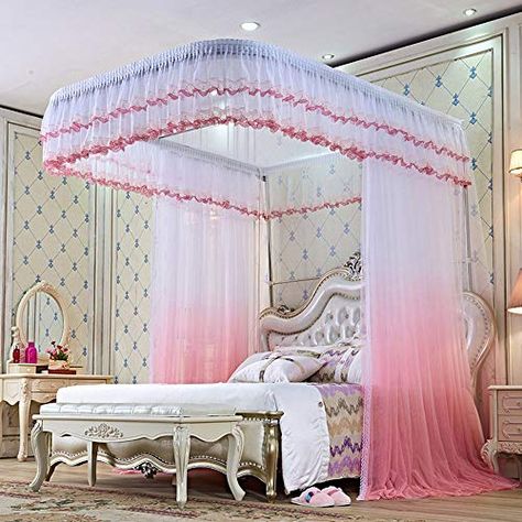 Giant Romantic Gradient Shade Mosquito Internet Curtain Princess Mattress Cover Lace Sq. Tent Bedding, King Double Encrypted Princess Lace Mosquito Internet,Pink,79in87in, https://www.countrycurtains.net/large-romantic-gradient-color-mosquito-net-curtain-princess-bed-canopy-lace-square-tent-bedding-king-double-encrypted-princess-lace-mosquito-netpink79in87in/,  , Worth: (as of - Particulars) ★ ... Mosquito Bed Net, Bedroom Mosquito Net Ideas, Mosquito Net Bed Bedroom Designs, Mosquito Nets For Beds, Bed Nets Ideas, Bed With Net, Mosquito Net Design, Bed With Mosquito Net, Net Bed