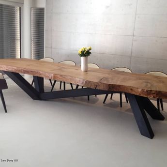 Wood Table Ideas, Kitchen Table Metal, Modern Table Base, Modern Appartement, Dining Room Paint Colors, Kitchen Construction, Modern Tables, Luxury Dining Table, Wood Table Design