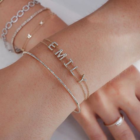 Anklet Design, Pave Bracelet, Bracelet Initial, Bracelets Gold Diamond, Classy Jewelry, Initial Bracelet, Latest Jewellery, Rose Gold Bracelet, Name Bracelet