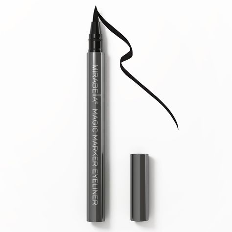 PRICES MAY VARY. INTENSE COLOR FOR MESMERIZING EYES - Mirabella Black Magic Marker felt tip eyeliner delivers long-lasting, intense color with a brush-tipped applicator for precise and controlled application in both day-to-day and bold eye looks. SMUDGE-PROOF AND WATERPROOF EYELINER - Our liquid liner is waterproof and smudge-proof, ensuring that your eye makeup stays intact all day long. This eyeliner pen creates a perfect, precise line or blends for the perfect smoky eye. VERSATILE AND EASY TO Felt Tip Eyeliner, Liquid Eyeliner Pen, Waterproof Liquid Eyeliner, Bold Eyes, Makeup Setting Spray, Professional Makeup Brushes, Liquid Liner, Eyeliner Pen, Luminous Colours