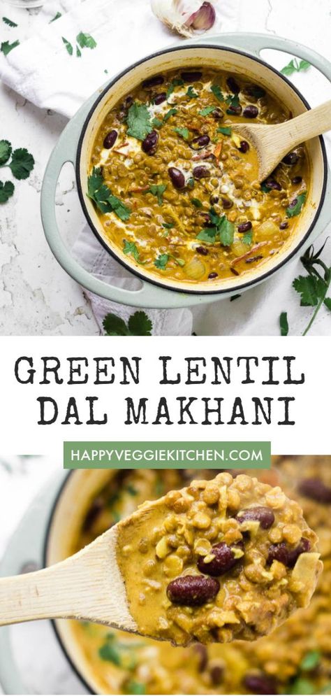 A creamy, decadent green lentil dal makhani style curry that is simple to make at home in one pot! Serve this vegetarian delight with nan bread or rice. Green Lentil Recipes, Nan Bread, Dahl Recipe, Green Lentil, Dal Makhani, Lentil Dal, 2023 Recipes, Lentil Dishes, Complex Carbs