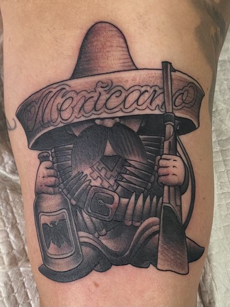 Traditional Mariachi Tattoo, Mariachi Tattoo Design, Mexican Tattoo Ideas For Men, Mariachi Tattoo, Mexican Skull Tattoos, Chicano Quote, Aztec Warrior Tattoo, Aztec Drawing, Chicanas Tattoo