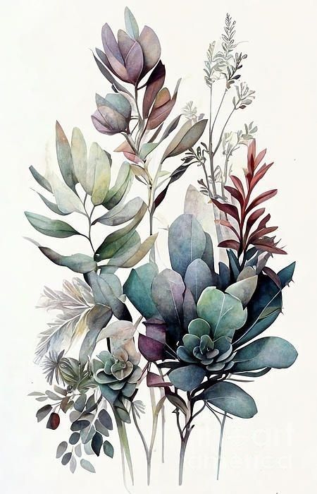 Unique Digital Art, Botanical Flower Art, Watercolor Flower Art, Art Painting Gallery, 수채화 그림, Flower Art Images, Botanical Painting, Botanical Drawings, Watercolor Wall Art