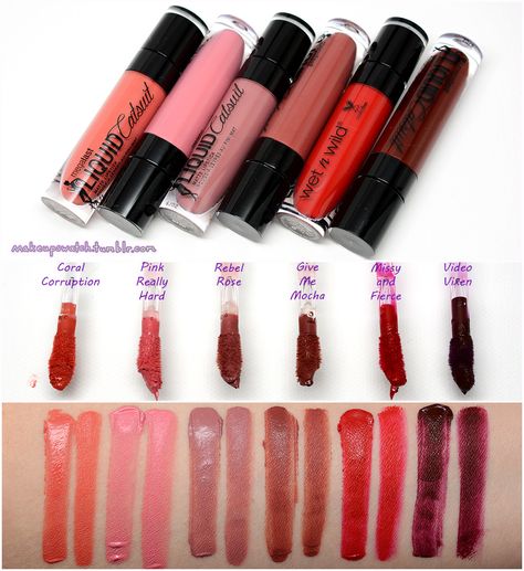 Nyx Suede Matte Lipstick, Wet N Wild Catsuit Lipstick Swatches, Wet N Wild Lipstick Swatches, Wet N Wild Lipstick, Nyx Liquid Suede, Liquid Lipstick Swatches, Lipgloss Swatches, Long Lasting Matte Lipstick, Wild Makeup