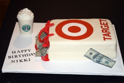 haha!! for those of us who frequent Target - THIS should be our birthday cake!! Target Birthday Cakes, Target Cake, Shopping Cake, Target Birthday, Drink Starbucks, Starbucks Cake, Incredible Cakes, Realistic Cakes, Birthday Traditions