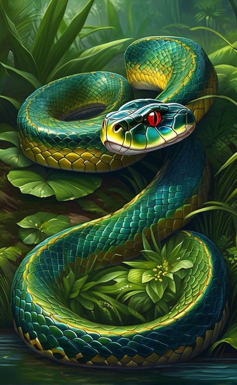 Exotic Animals Art, 3d Wallpaper For Mobile, Snake Painting, Snake Wallpaper, Snake Art, Arte Animal, Paint By Number Kits, Bedroom Art, Mythical Creatures