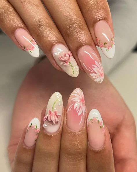 Rose french tips 🌹 ✧ : *✧ :* ✧ *✧: #gelnails #nailinspo #nailinspiration #nailart #naildesigns #nailartinspo #nailsoftheday #gelx… | Instagram Tropical Nail Art, Orchid Nails, Modern Nail Art, Tropical Nails, Cute Nail Art Designs, Summery Nails, Girly Acrylic Nails, French Rose, Nail Jewelry