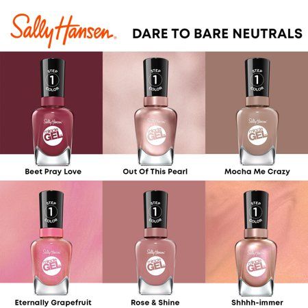 Sally Hansen Miracle Gel Colors, Sally Hansen Gel Polish, Sally Hansen Gel Nails, Taupe Nail Polish, Sally Hansen Gel, Taupe Nails, Blue Nail Color, Sally Hansen Nails, Sally Hansen Miracle Gel