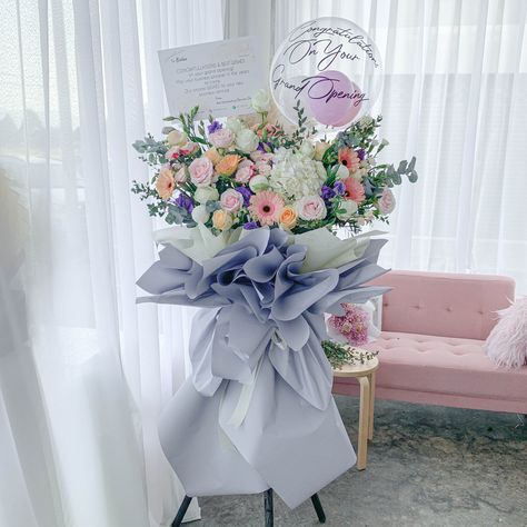 Opening Stand Flower Arrangement, Grand Opening Flower Stand, Standing Bouquet, Congratulations Flowers, Standing Flower, Flower Boquet, Wedding Car Decorations, Flower Bouquet Diy, Flower Box Gift