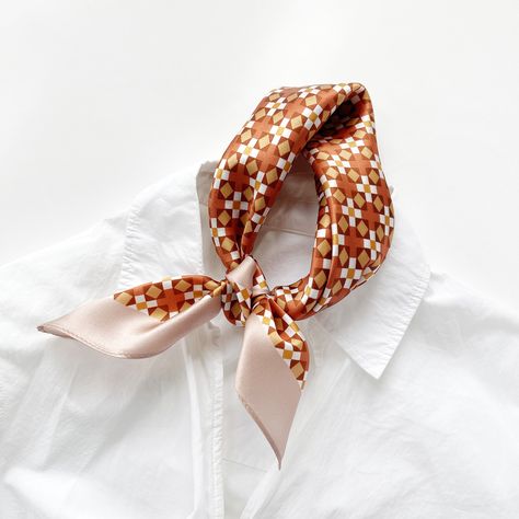 Effortlessly elevate your outfit with an elegant silk bandana scarf. Versatile, chic, and comfortable, it's the perfect accessory to add a touch of character to your sophisticated collection. #LuluLaneUK #bandanastyle #LittleLuxuries #ootdinspo #silklover #giftforherbirthday #accessoryoftheday #ComfortInStyle #effortlesschic #parisianstyle #slowfashion #neckerchief #scarflover #purpleaesthetic #orangepinkbanana #shoplocaluk Mens Neckerchief, Bandana Women, Silk Hair Scarf, Silk Head Scarf, Small Silk Scarf, Pattern Weights, Silk Scarf Hair, Magical Accessories, Silk Neck Scarf