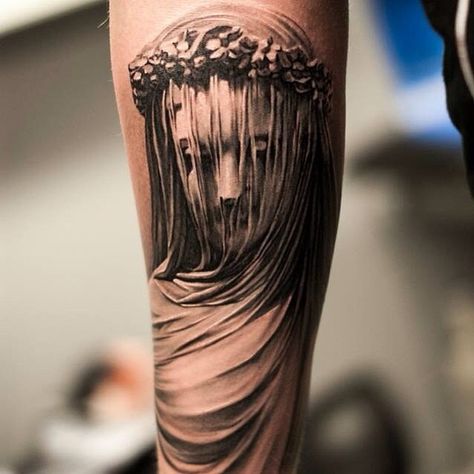 The Veiled Maiden #tattoo#tattoos#tattooing#bng#blackngray#statue#realistic#realistictattoo#blackngrey#bnginksociety#ink#inked#inkedup#inkedmag#tattooistartmag#inkfreakz#superbtattoos#love#somewear#somewearandfriendsua#uddevalla#sweden#tattoostudio73 Oscar Akermo, Veil Tattoo, Swedish Tattoo, Tatuaje Trash Polka, Scary Tattoos, Body Suit Tattoo, World Tattoo, Inked Magazine