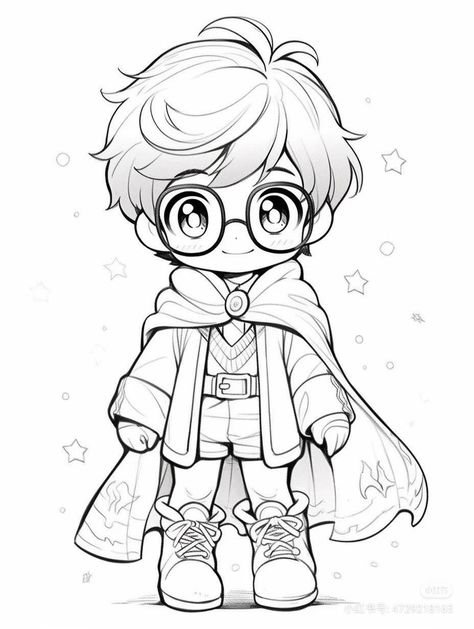 Anime Coloring Pages, Coloring Pages Cute, Chibi Coloring Pages, Harry Potter Art Drawings, Easy Designs, Color Drawing Art, Cartoon Coloring Pages, Cute Doodles Drawings, Coloring Book Art