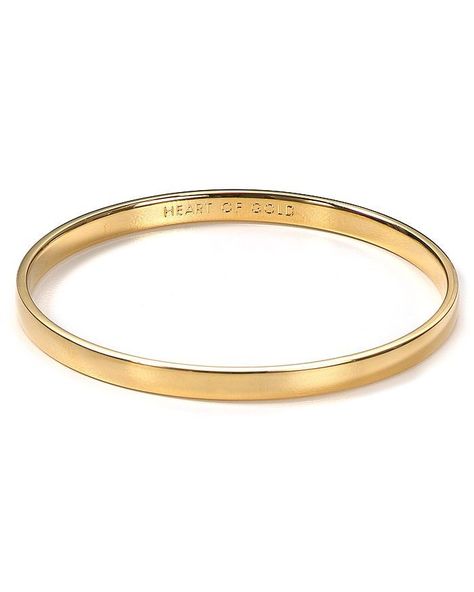 Kate Spade New York Idiom Bangles 2 Heart of Gold Plain Gold Bangles, Womens Bangles, Bracelets Silver, Gold Bride Jewelry, Mens Gold Bracelets, Gold Engraving, Gold Earrings Designs, Pinterest Closet, Gold Bangle Bracelet