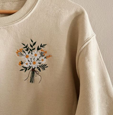 Dark Embroidery Designs, Hoodie Embroidery Diy, Embroider Clothes, Diy Embroidery Shirt, Embroidery Crewneck, Simple Hand Embroidery Patterns, Hand Beaded Embroidery, Diy Sweatshirt, Embroidery Sweater