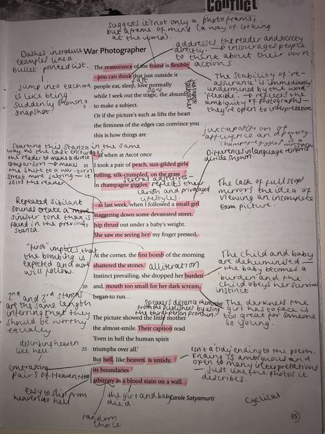 War Photographer- GCSE Power and Conflict poem annotation Conflict Poetry Gcse, Poems Annotation, Poetry Annotation Aesthetic, Annotating Poems, English Annotation, Poem Annotation, Poetry Annotation, Gcse Poetry Anthology, English Literature Classroom