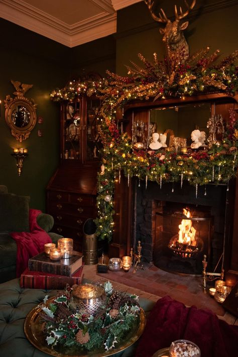 Dark Academia Christmas, Victorian Christmas Decorations, Pagan Christmas, Cottagecore Christmas, Cozy Christmas Decor, Dark Christmas, Cosy Christmas, Aesthetic Christmas, Christmas Living Rooms