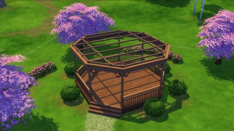 Tutorial: How to Build a Gazebo in The Sims 4 | SimsVIP Sims 4 Houses Layout, Minecraft Garden, Sims Love, Sims 4 House Building, Sims 4 House Plans, Landscaping Inspiration, Med Tech, Sims 4 House Design, Good Weather