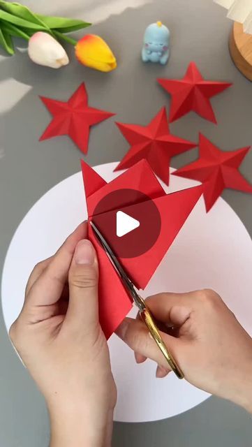 How To Fold Stars, How To Cut A Star Out Of Paper, Paper Stars Diy, Origami Christmas Star, Folded Paper Stars, Origami Star Paper, Star Cut Out, Origami Stars, Paper Creations