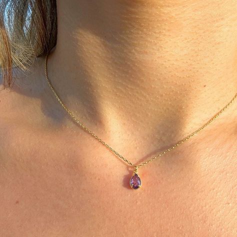 Amethyst Birthstone Necklace, February Birthstone Necklace, February Birthday Gifts, Amethyst Birthstone, Amethyst Gold, Teardrop Necklace, February Birthstone, Amethyst Necklace, February Birth Stone