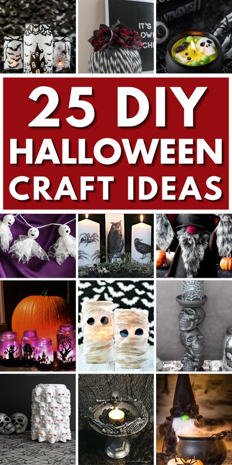 Get ready for a spooktacular season with these DIY Halloween crafts for adults! Perfect for Halloween decor and even to sell, these creative Halloween craft projects will add eerie elegance to your fall decor. Discover budget-friendly DIY Dollar Tree crafts and create hauntingly scary Halloween decorations like wreaths, mason jar lanterns, centerpieces, and pumpkin crafts. Embrace the spooky spirit with spider web crafts and ghost crafts for a frightfully fun Halloween celebration! Halloween Decorations To Sell, Halloween Diy Centerpieces, Fall Halloween Crafts Diy, Dollar Tree Halloween Diy Crafts 2023, Halloween Table Top Decor, Upcycle Halloween, Spooky Craft Night, Diy Recycled Halloween Decorations, Diy Cute Halloween Decorations