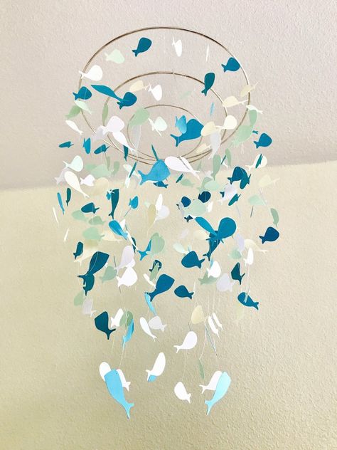 Butterfly Mobile Nursery, Mobiles Diy, Car Wall Decals, Fish Chandelier, Bird Chandelier, Ladybug Nursery, Ceiling Mobile, Underwater Birthday, Diy Nursery Mobile