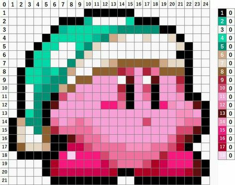 Simple Cute Pixel Art, Kirby Alpha Pattern, Pixel Art Kirby, 32x32 Pixel Art Grid, Graph Crochet, Easy Pixel Art, Art Perle, Pixel Art Templates, Perler Art