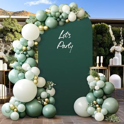 PRICES MAY VARY. 【Elegant Double-Sided Wedding Arch Cover】Material: Spandex. Color: Dark Green. Our double-sided chiara arch backdrop cover is a stylish and practical decoration that adds elegance and sophistication to any wedding or event. 【Premium Spandex Arch Cover Material】The chiara arch cover is made of 100% polyester, providing excellent elasticity and stretchability. The lightweight fabric has a smooth touch, is odorless, and resistant to fading. It is also sturdy, reusable, and easy to Masculine Balloon Arch, Black And Green Birthday Decor, Photo Backdrop With Balloons, Balloon Arch For Wedding, Emerald Green Backdrop, Quinceanera Decor, Balloon Arch Backdrop, Balloon Arch Wedding, Arch Backdrop Stand