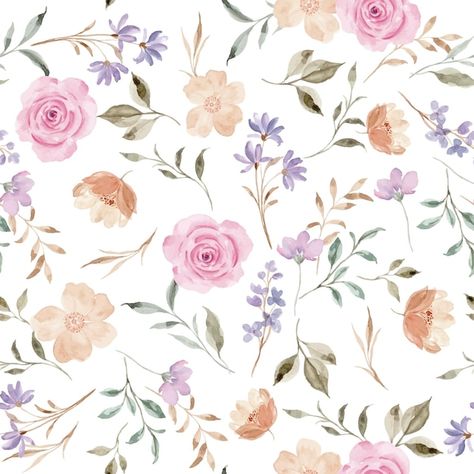 Vector colorful watercolor fower seamles... | Premium Vector #Freepik #vector #abstract-floral #pastel-floral #floral-wallpaper #abstract-flower Spring Florals, Watercolor Floral Pattern, Wallpaper Abstract, Colorful Watercolor, Mediterranean Garden, Abstract Flower, Pastel Flowers, Pastel Floral, Watercolor Pattern