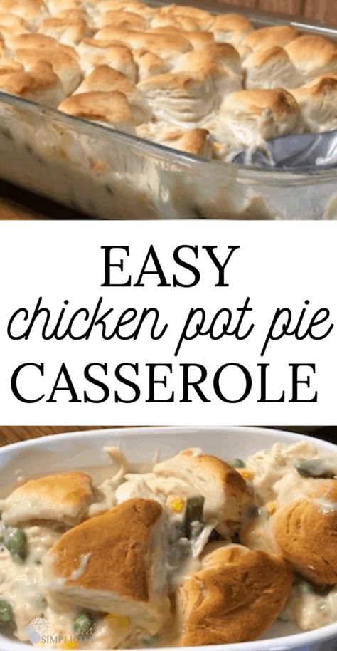 Easy Chicken Pot Pie Casserole, Casserole With Biscuits, Cheap Casseroles, Dinner Recipe Chicken, Cheap Casserole Recipes, Chicken Freezer, Recipe Casserole, Canned Biscuit, Food For Dinner